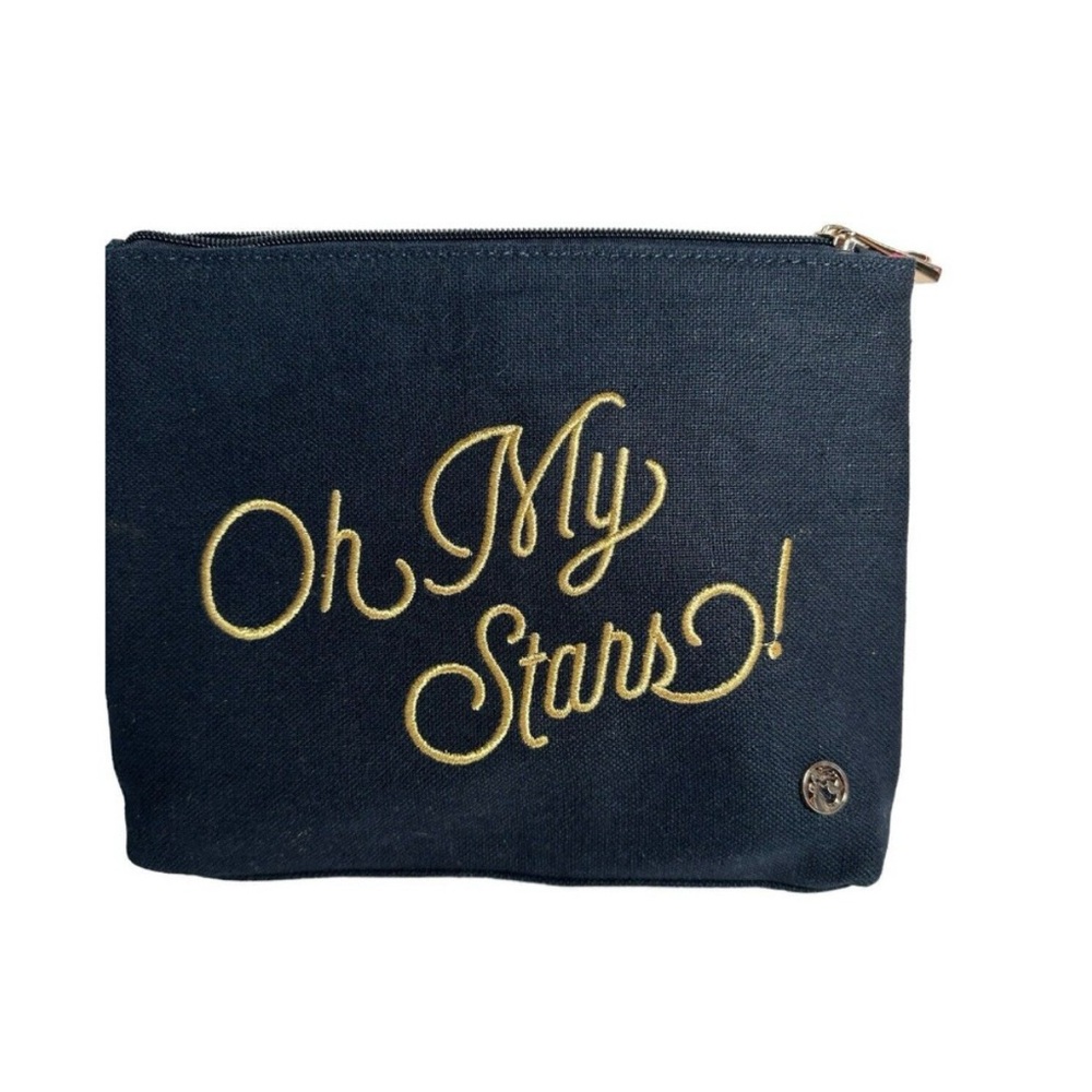 Spartina 449 Black Canvas Pouch with Gold Embroidery